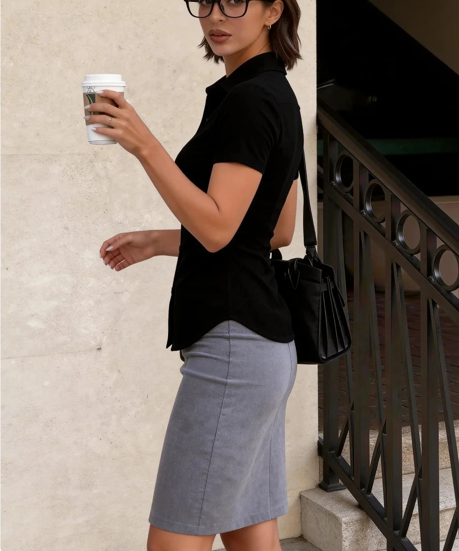 Jersey Solid Button Front Regular Fit T-Shirt