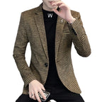 KIDWHXR Retro Plaid Casual Blazer