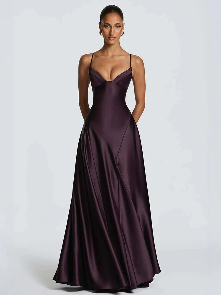 Lace-Up Satin A-Line Dress