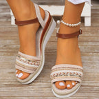 Women Patchwork Wedge Heel Sandals