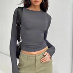 Everyday Solid Crew Neck True-To-Size Fit Crop Top