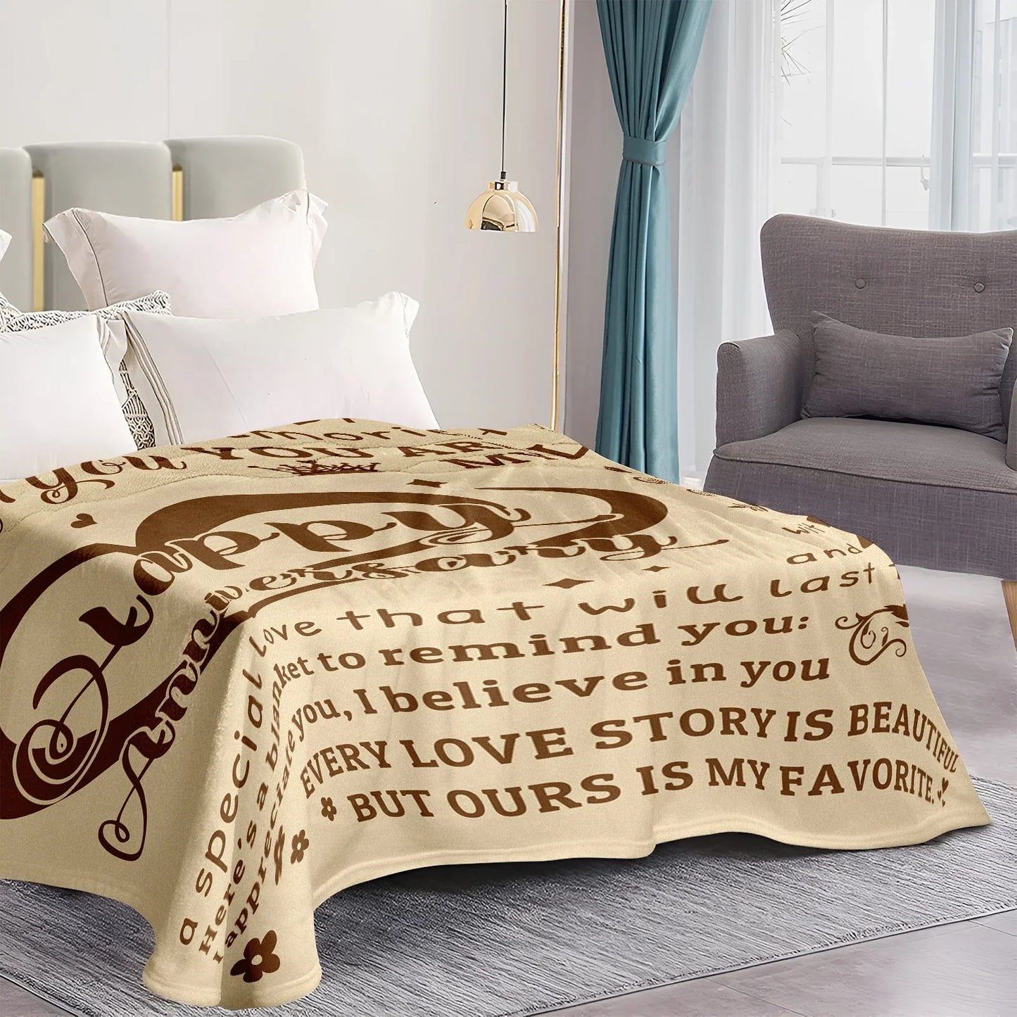 Heart Anniversary Flannel Blanket