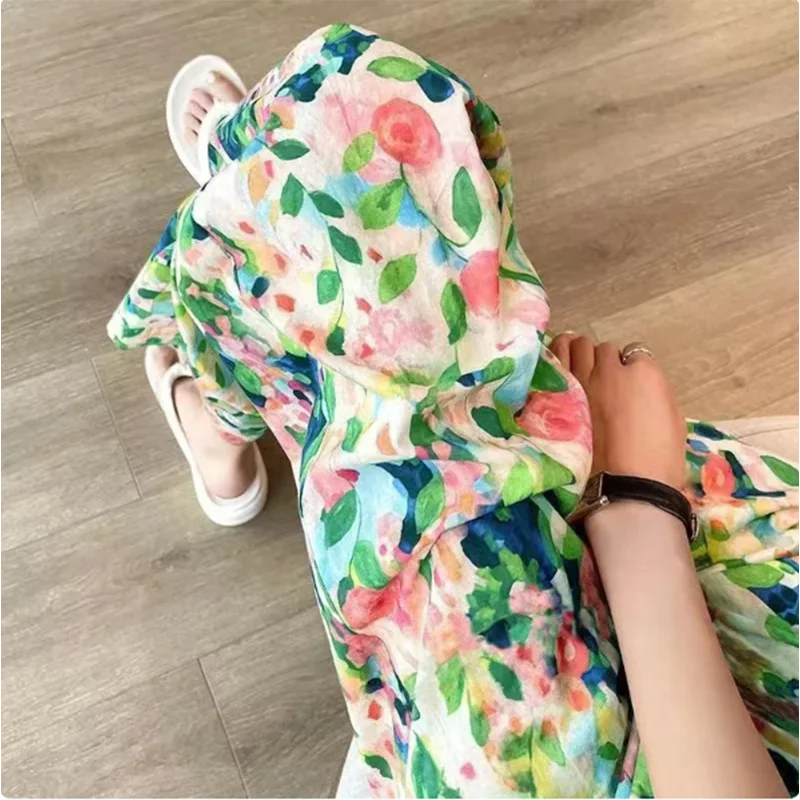 Multi-Color Print Wide-Leg Pants