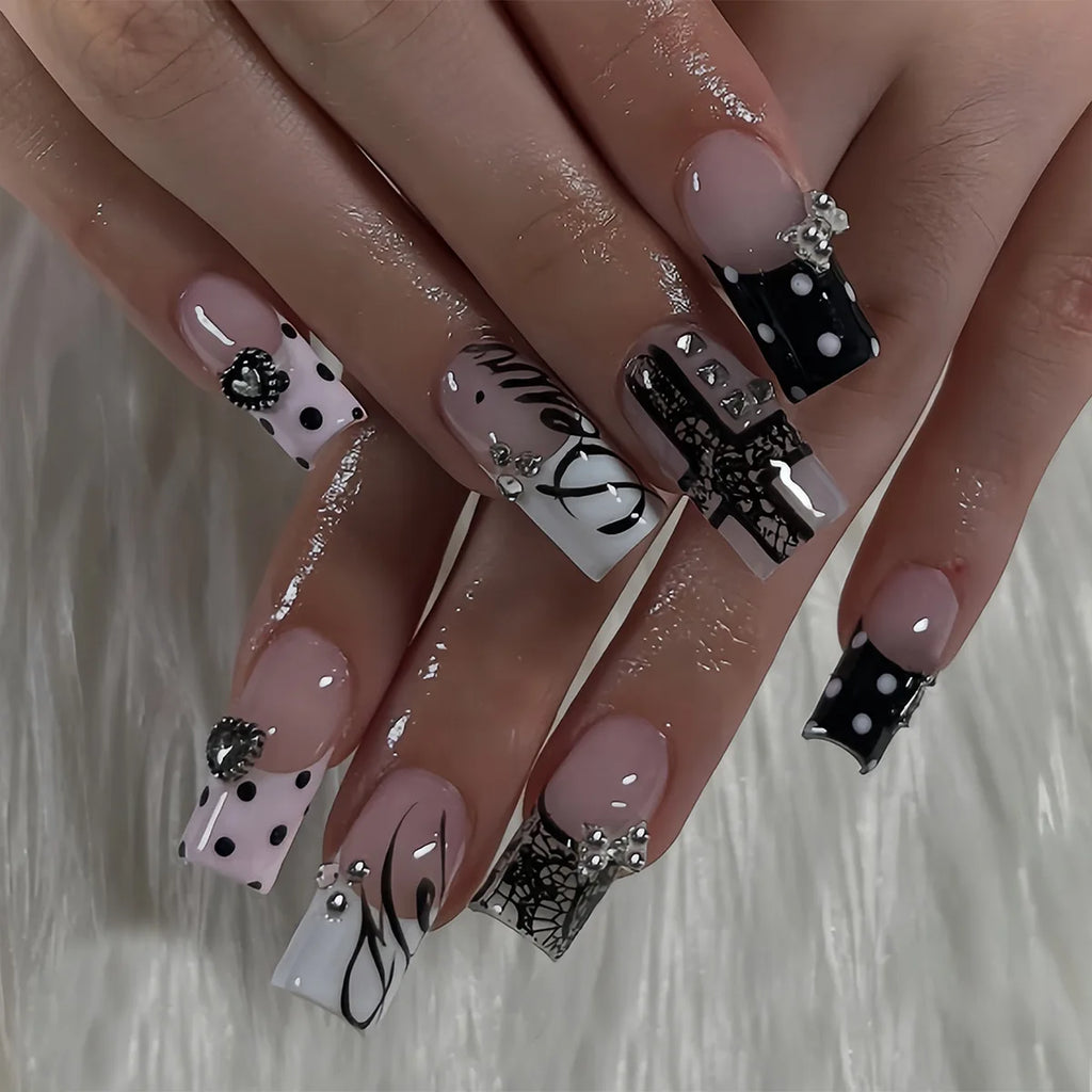 Gothic False Nails Dark Red