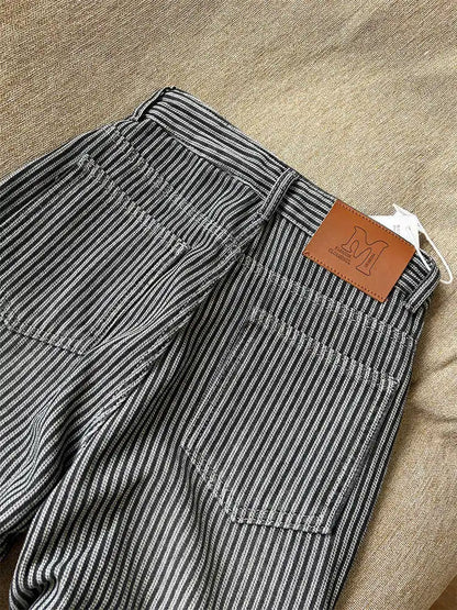 2026 Winter Women's Striped Velvet Denim Pants