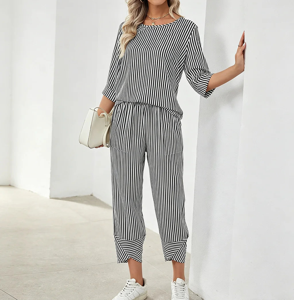 Striped Two-Piece Loungewear Set