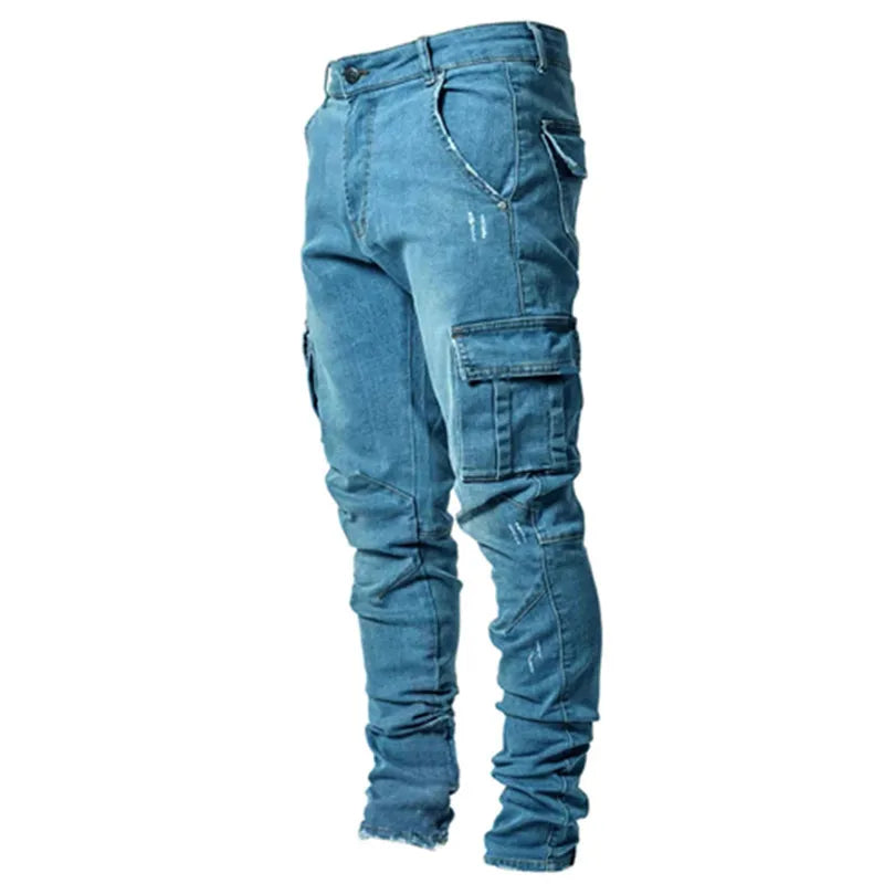 Cargo Denim Multi-Pocket Jeans