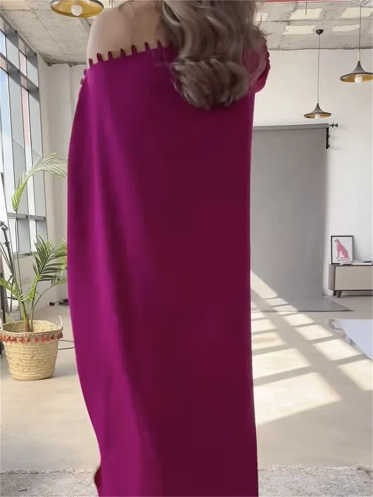 Vintage Solid Color Maxi Robe Dress