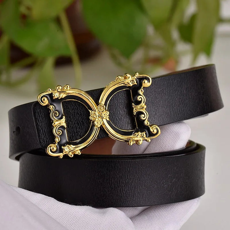 Thin leather fashion belt