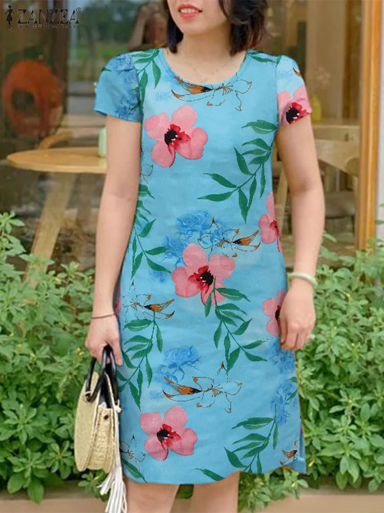 ZANZEA Vintage Floral Bohemian Summer Dress