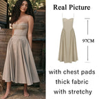Elegant Spaghetti Strap Midi Dress