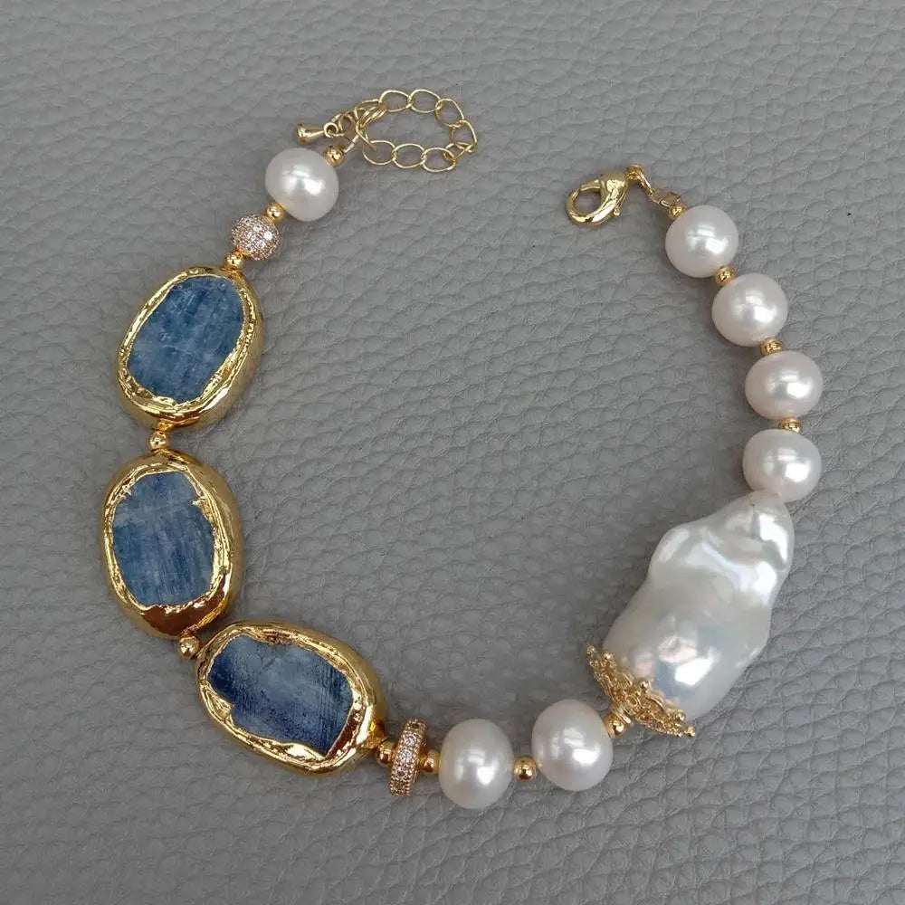 Pearl Kyanite Strand Bracelet