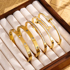Floral Zircon Bangle Bracelet
