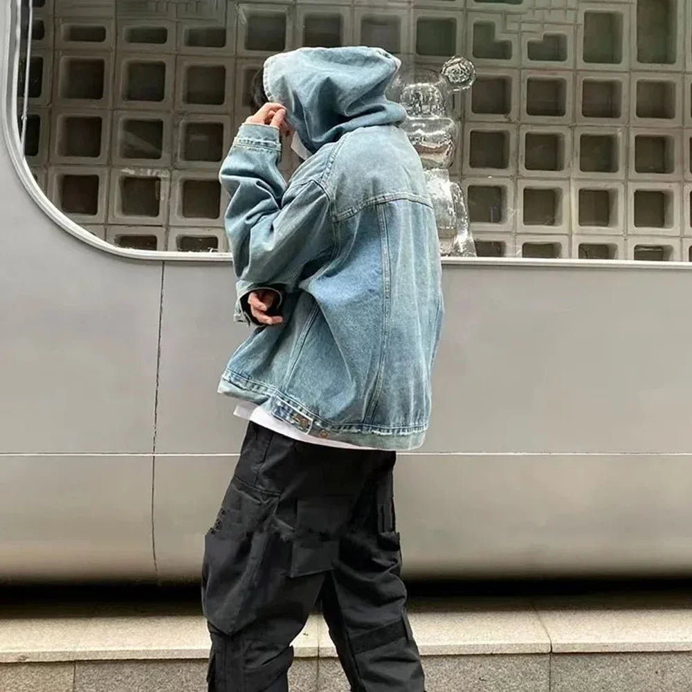 Distressed Denim Hoodie