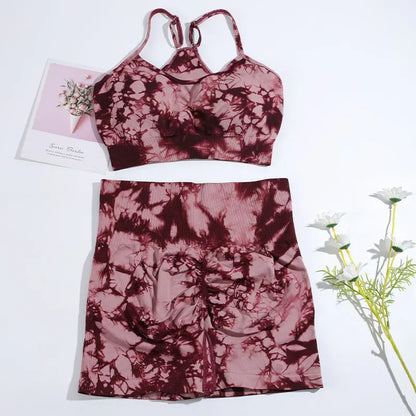 CHRLEISURE 2/3PCS Tie Dye Yoga Set