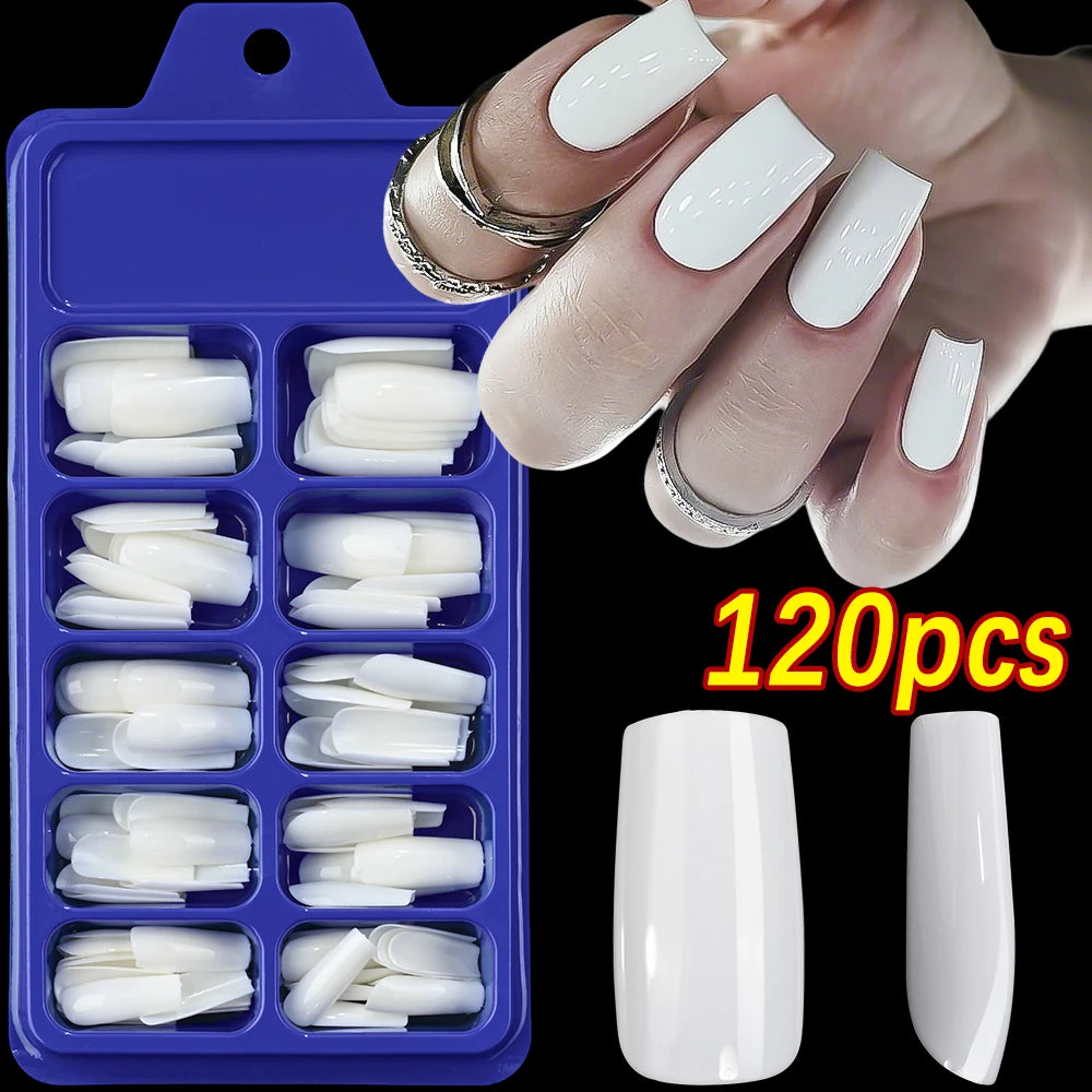 Milk White Press Nails Medium