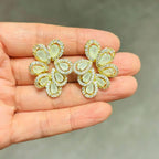 Zircon Leaf Drop Earrings