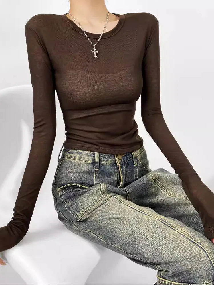 Broadcloth Solid Crew Neck True-To-Size Fit Top