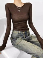 Broadcloth Solid Crew Neck True-To-Size Fit Top