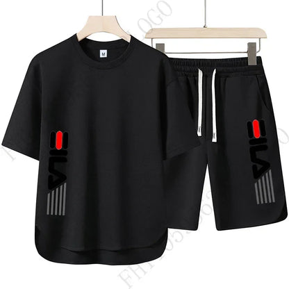 Men’s Summer Printed T-Shirt and Shorts Two-Piece Set