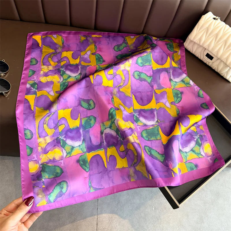 Satin Print Square Scarf