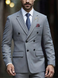 Pinstripe Double-Breasted Peak-Lapel Suit