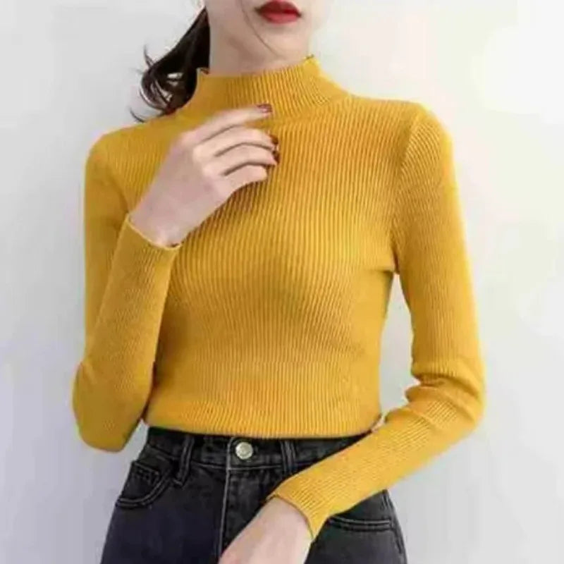 Mock Neck Slim Sweater