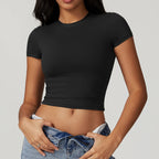 Nylon Short Sleeve True-To-Size Fit Crop Top