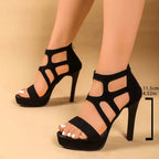 Zip-Up Canvas Stiletto Sandals