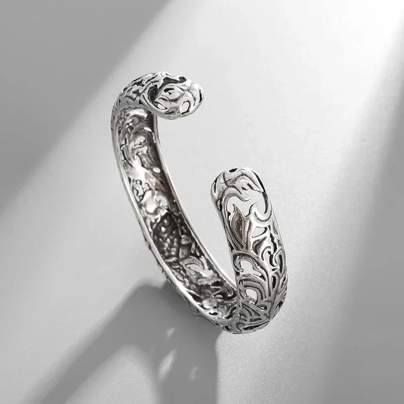 Retro Punk Koi Fish Engraved Bracelet