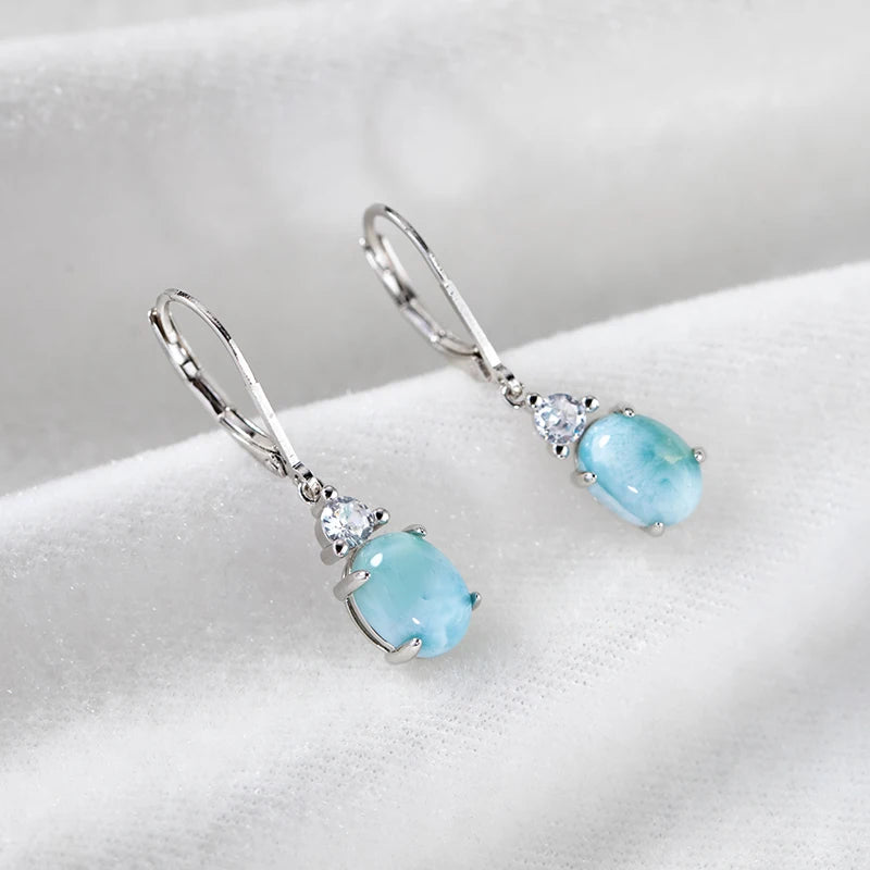 Larimar Silver Drop Earrings
