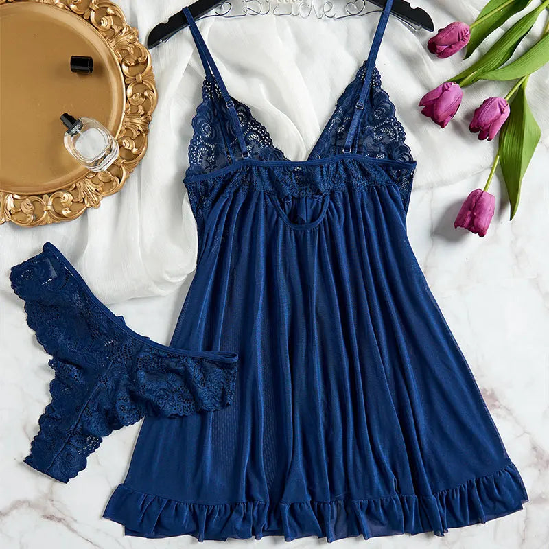 Transparent Tulle Nightgown Set