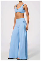 Nylon Striped Sleeveless True-To-Size Fit Two-Piece Yoga Set