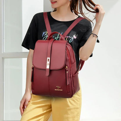 Women Leather School Bookbag