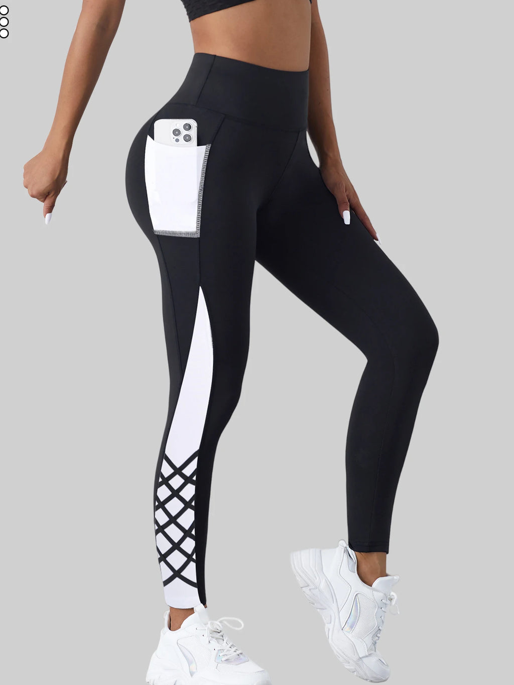 Contrast Geometric Print Yoga Leggings