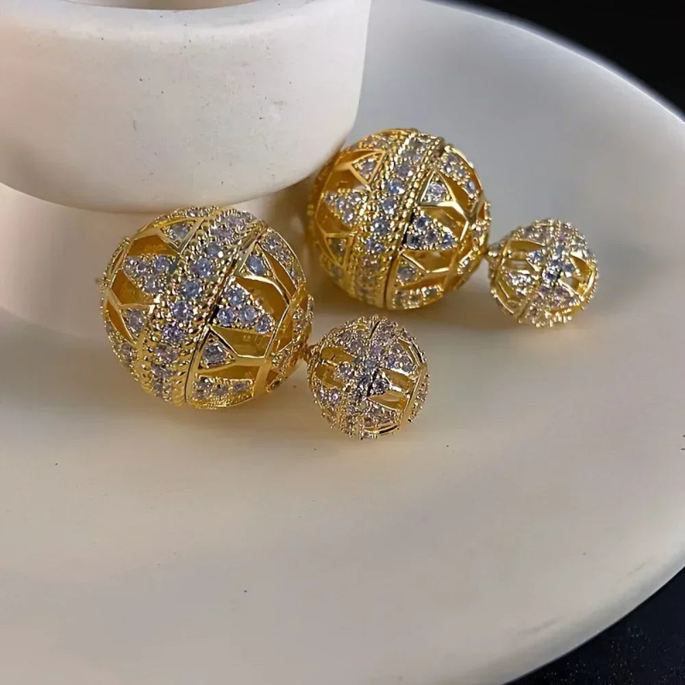 Ethnic Round Zircon Stud Earrings