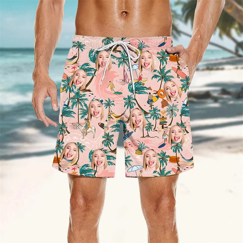Palm Leaf 3D Print Swim Trunks