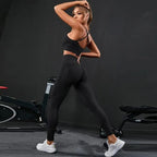 Nylon Geometric Print Sleeveless Two-Piece Yoga Set