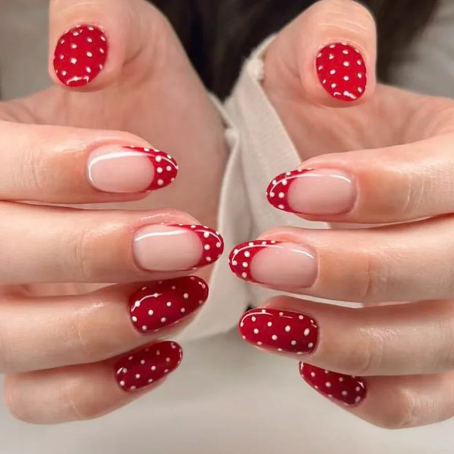 Blue Press Nails Polka Dot