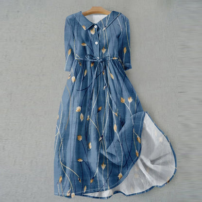 Floral Lapel Party Dress