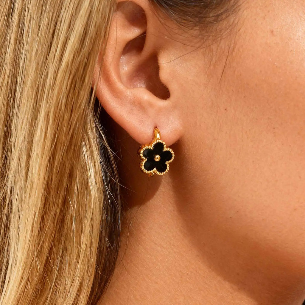 Flower Gold Hoop Earrings