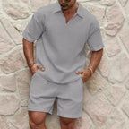Waffle Polo Short-Sleeve Sports Set