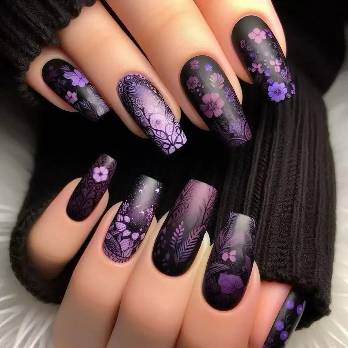 Gothic False Nails Dark Red