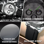 POEDAGAR Military Chronograph Silicone Watch