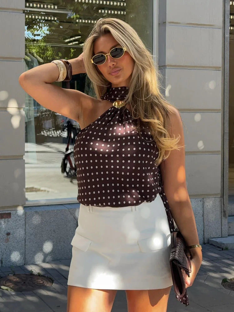 Polka Dot Tassel Tank Top