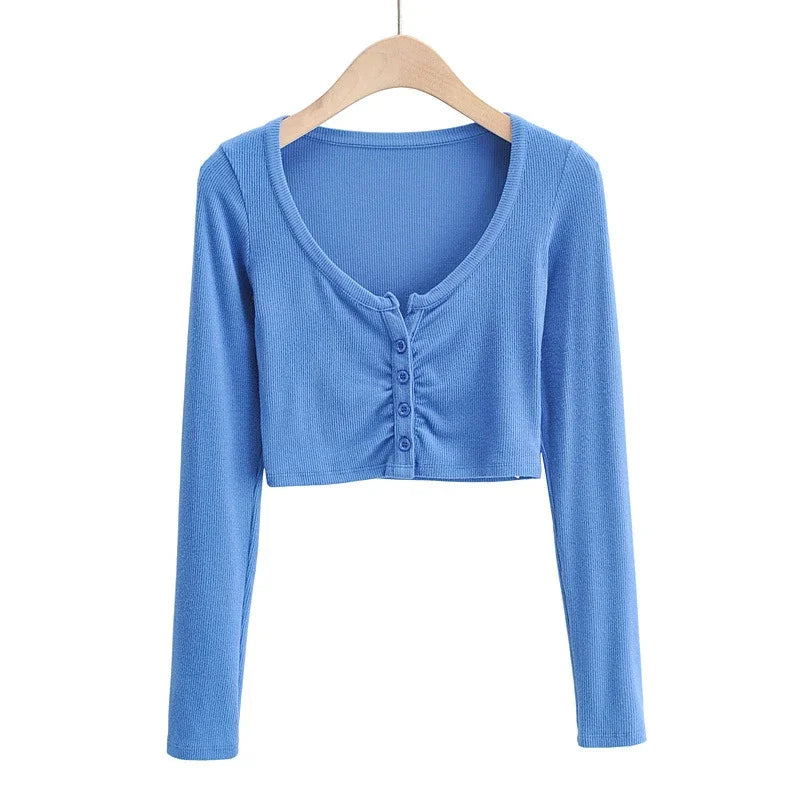 Broadcloth Solid V-Neck True-To-Size Fit Crop Top
