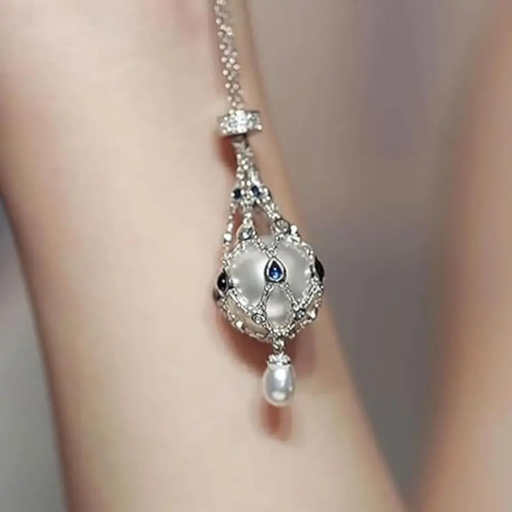 Metal Pearl Gemstone Necklace