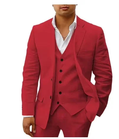 Linen Three-Piece Beach Wedding Tuxedo