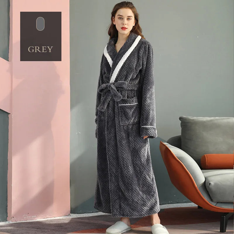 Autumn Winter Warm Coral Velvet Bathrobe