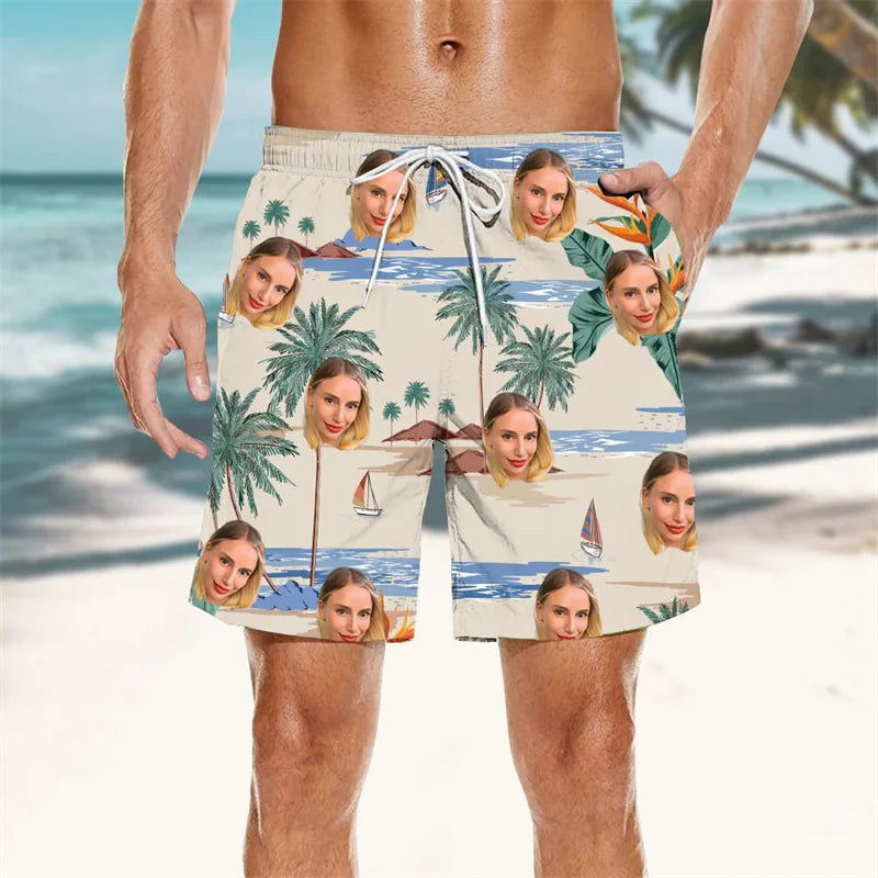 Palm Leaf 3D Print Swim Trunks